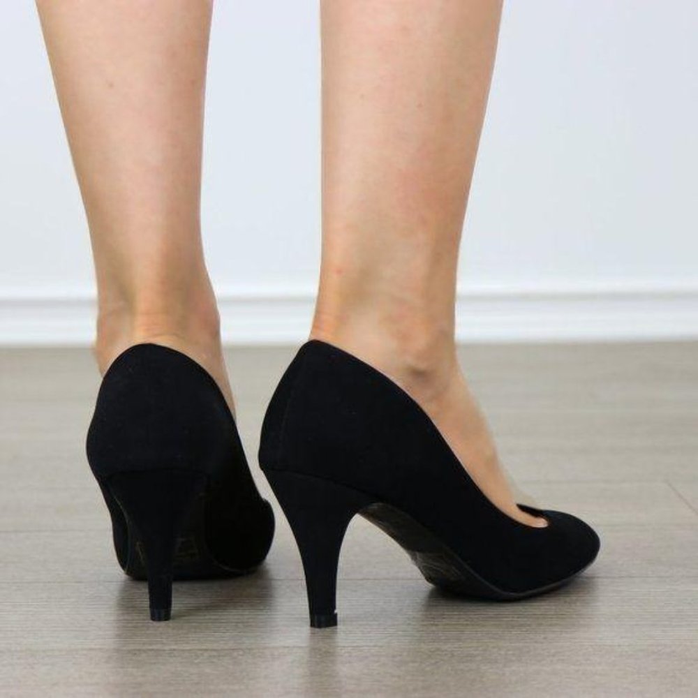 Closed Toe Low Mid Heel Dress Velvet Pump - Picture 12 of 16